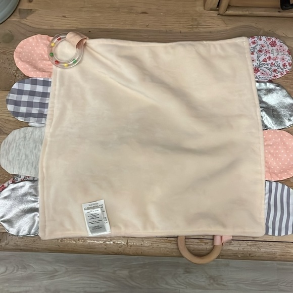 Modern Baby Bunny Security Blanket Lovey Teether Rattle Crinkle Pink - Picture 5 of 8